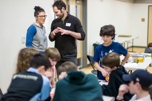 Dan and Katherine strategize midlesson.